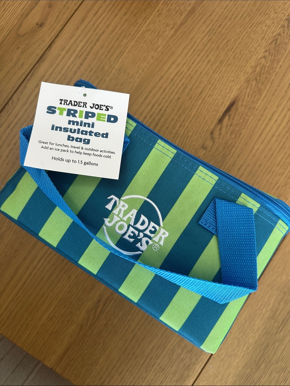 Trader Joe's Blue & Green Striped Insulated Lunch Bag Set